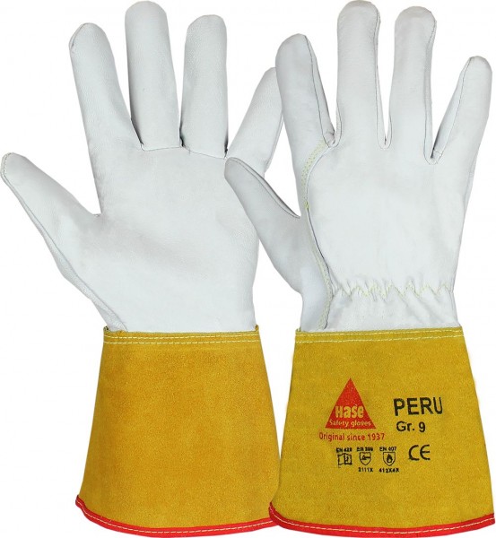 PERU, Hitzeschutzhandschuh aus Ziegennappaleder, Gr. 8-12, Kat. II, EN 388, EN 407